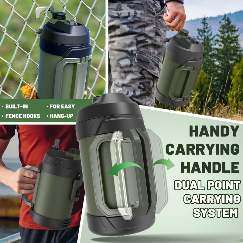 Hydraful Gallon Water Bottle  128 oz Large Insulated Stainless Steel Sports Water Jug  Large Triple Wall Vacuum Insulation Water Bottle-Keeps Cold up to 48 Hrs-Sweat Proof  for Gym  Hiking & Camping - Image 4